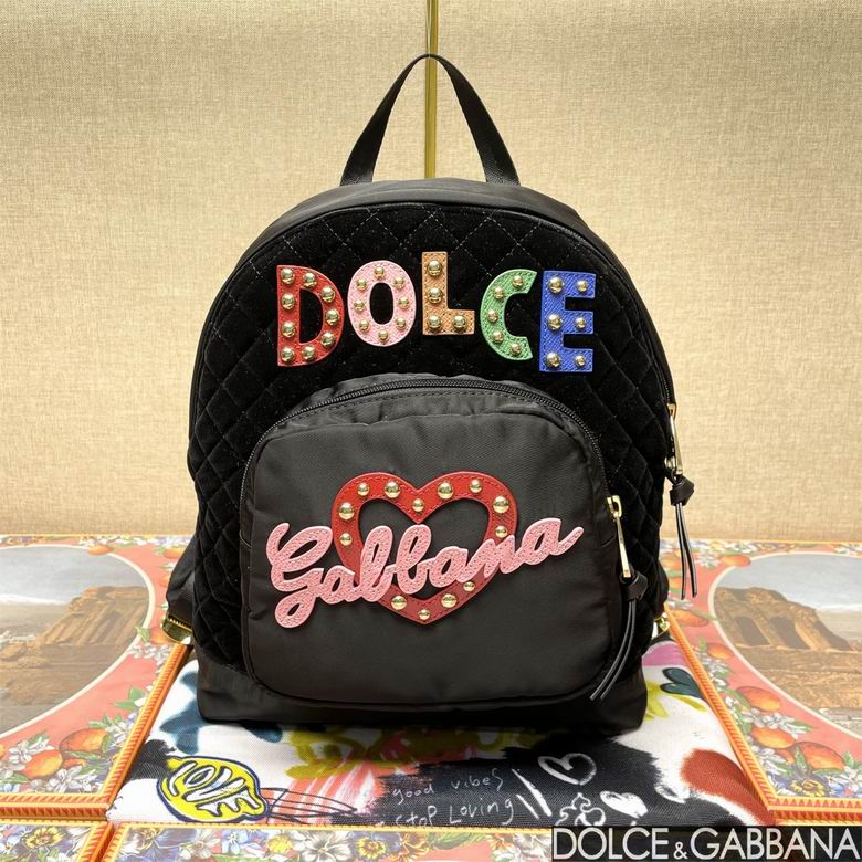 Dolce and Gabbana Black Studded Logo Backpack