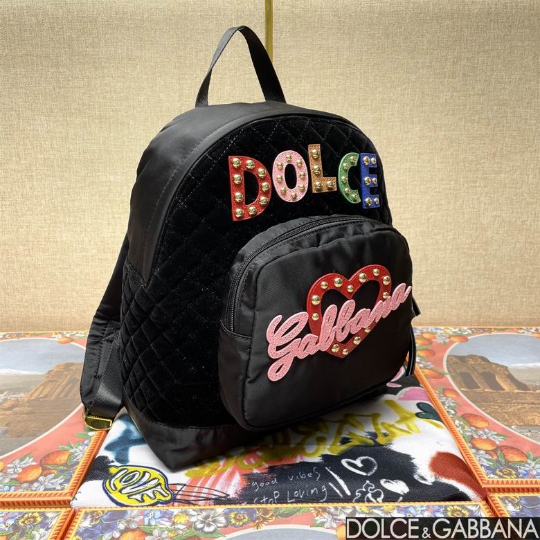 Dolce and Gabbana Black Studded Logo Backpack