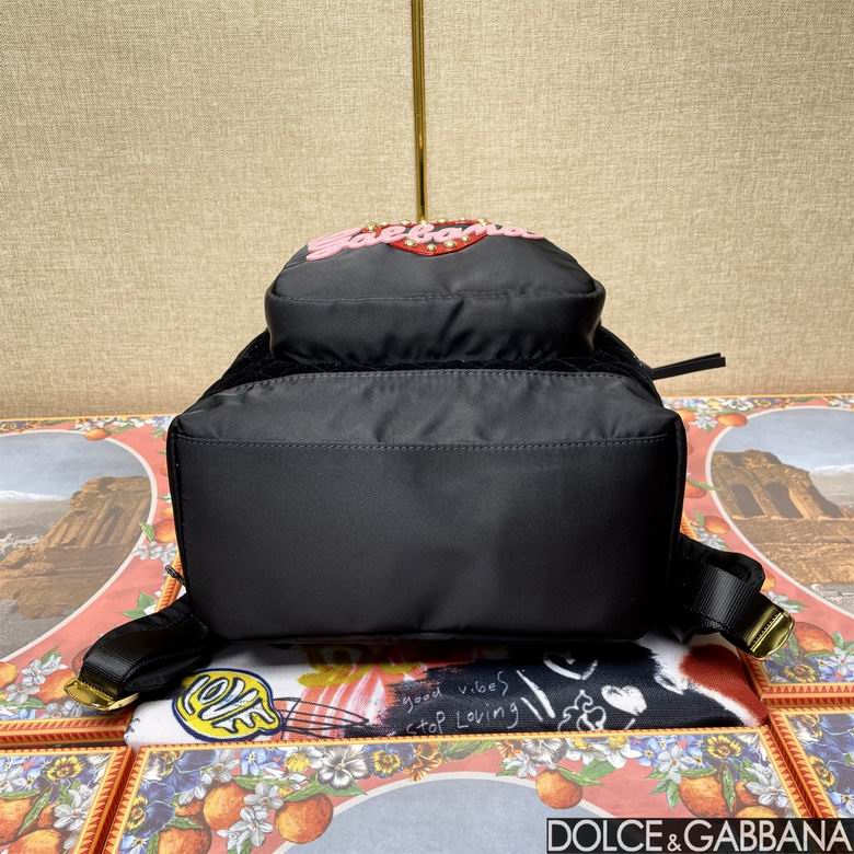 Dolce and Gabbana Black Studded Logo Backpack