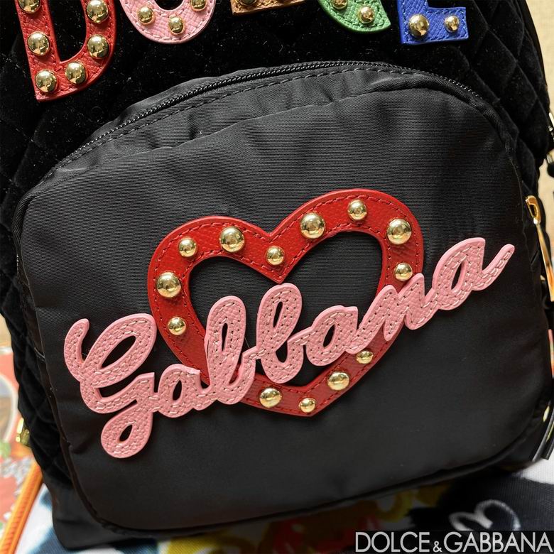 Dolce and Gabbana Black Studded Logo Backpack