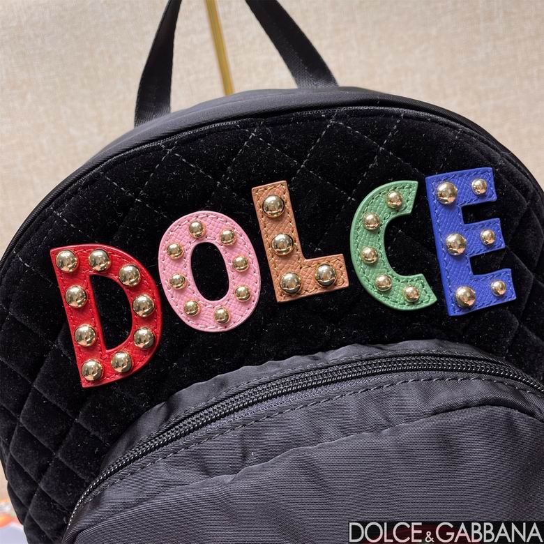 Dolce and Gabbana Black Studded Logo Backpack