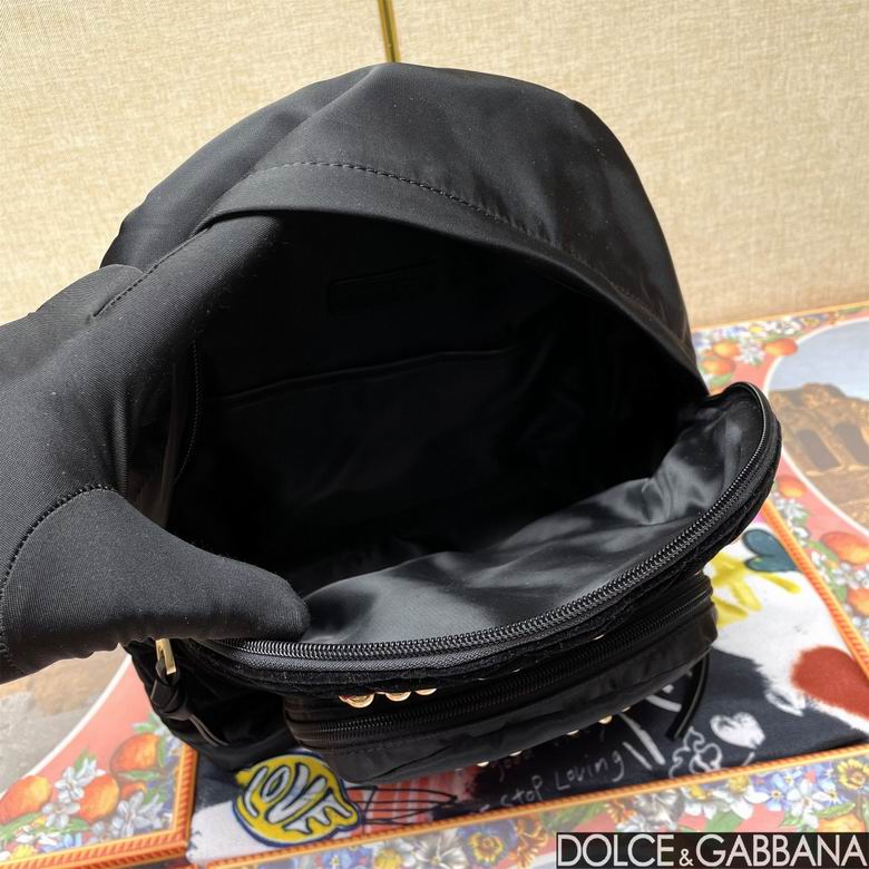 Dolce and Gabbana Black Studded Logo Backpack
