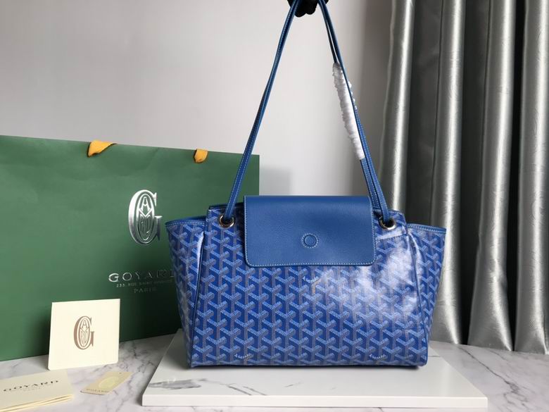 Goyard Blue Goyardine Leather Rouette PM Bag