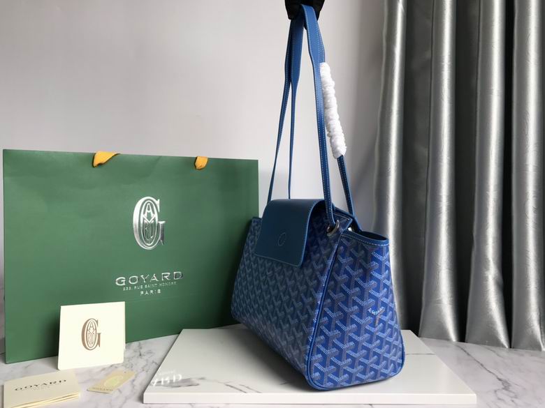 Goyard Blue Goyardine Leather Rouette PM Bag