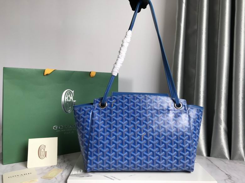 Goyard Blue Goyardine Leather Rouette PM Bag