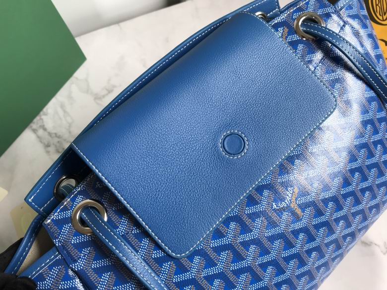 Goyard Blue Goyardine Leather Rouette PM Bag