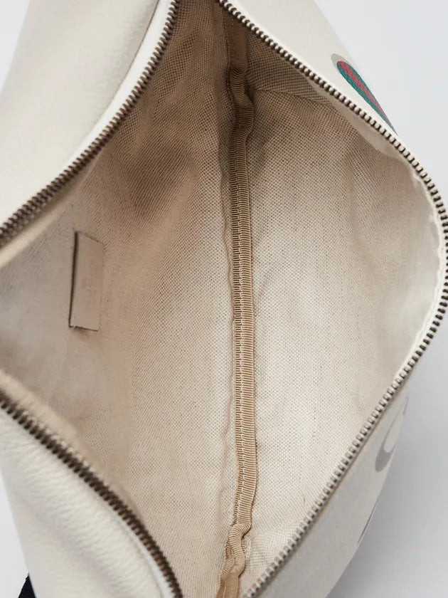 Gucci White Print Pebbled Leather Large Belt Bag