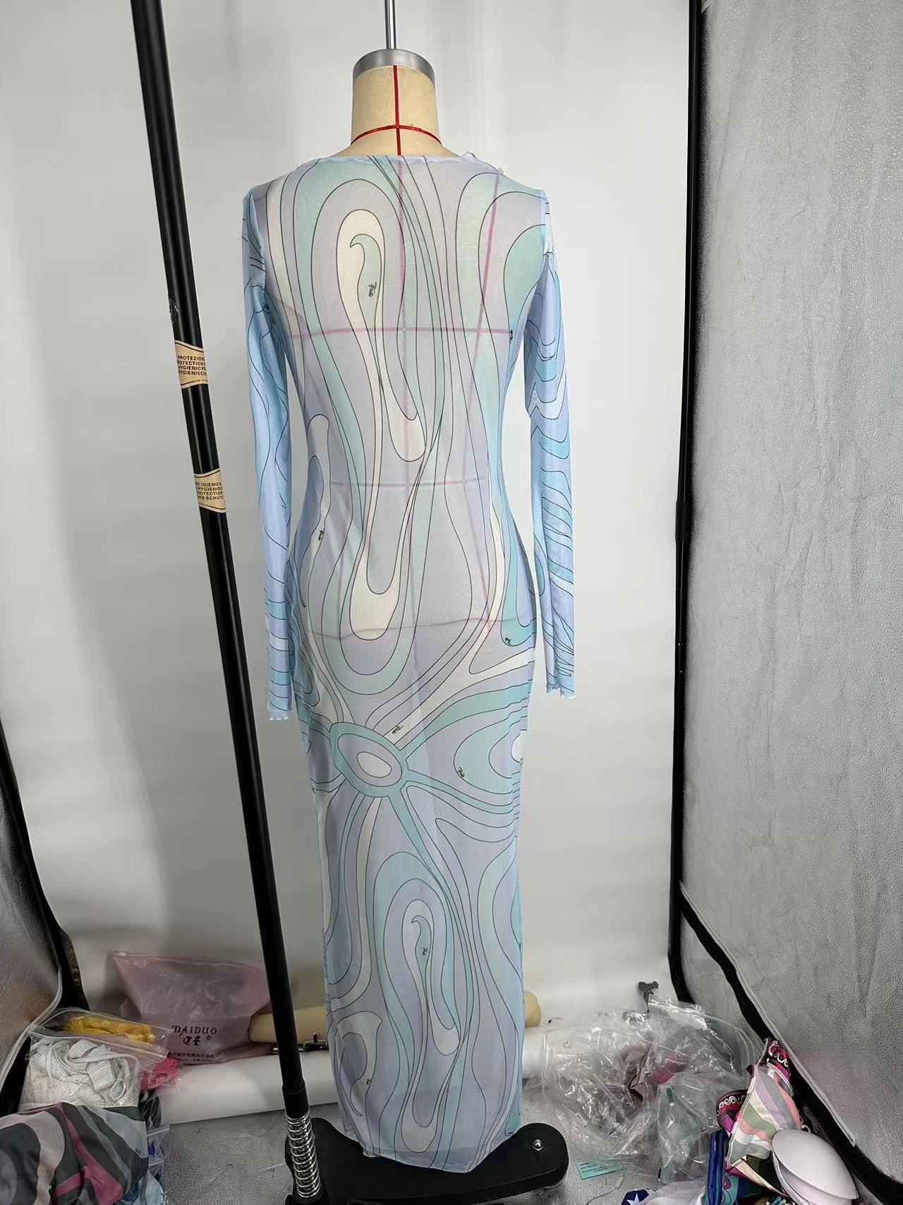 PUCCI  marmo-print tulle maxi dress