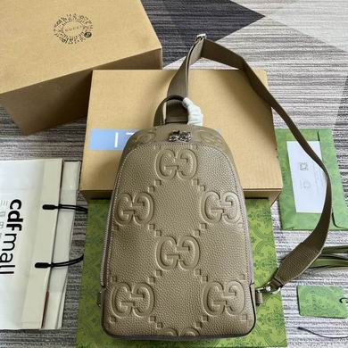 Gucci Jumbo Gg Crossbody Bag Gg Leather - Khaki