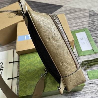 Gucci Jumbo Gg Crossbody Bag Gg Leather - Khaki
