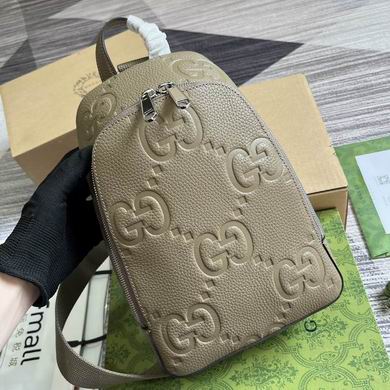 Gucci Jumbo Gg Crossbody Bag Gg Leather - Khaki