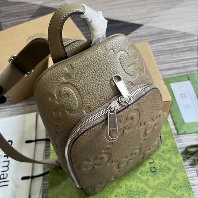 Gucci Jumbo Gg Crossbody Bag Gg Leather - Khaki