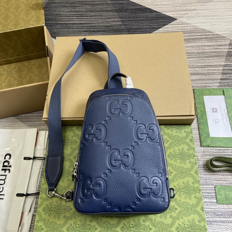 Gucci Jumbo Gg Crossbody Bag Gg Leather - Blue