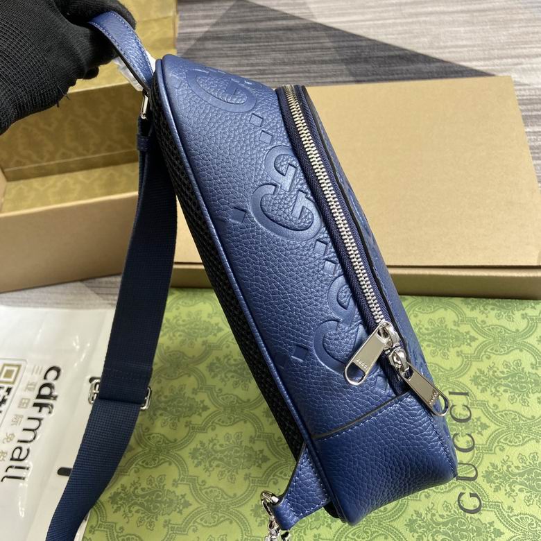 Gucci Jumbo Gg Crossbody Bag Gg Leather - Blue