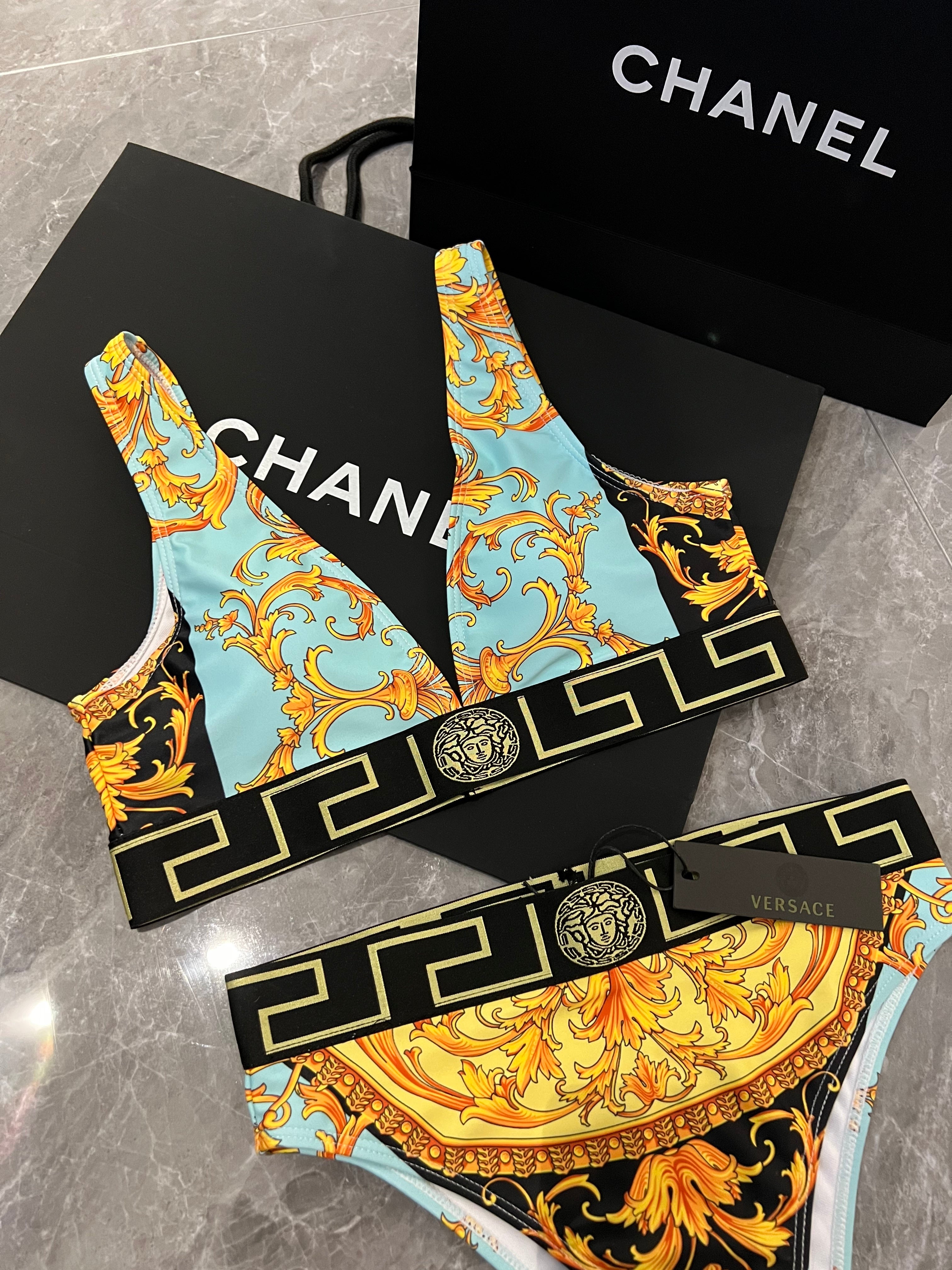 Versace bikini Set with Barocco print and Greca