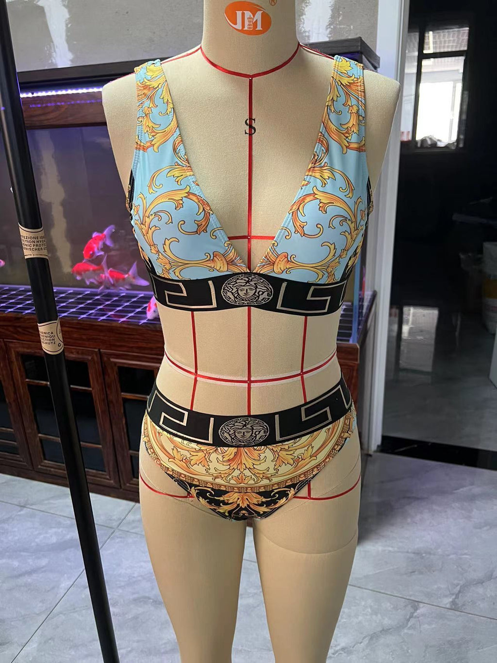 Versace bikini Set with Barocco print and Greca