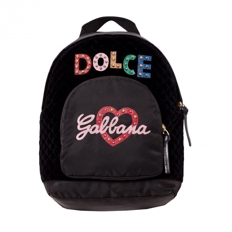 Dolce and Gabbana Black Studded Logo Backpack