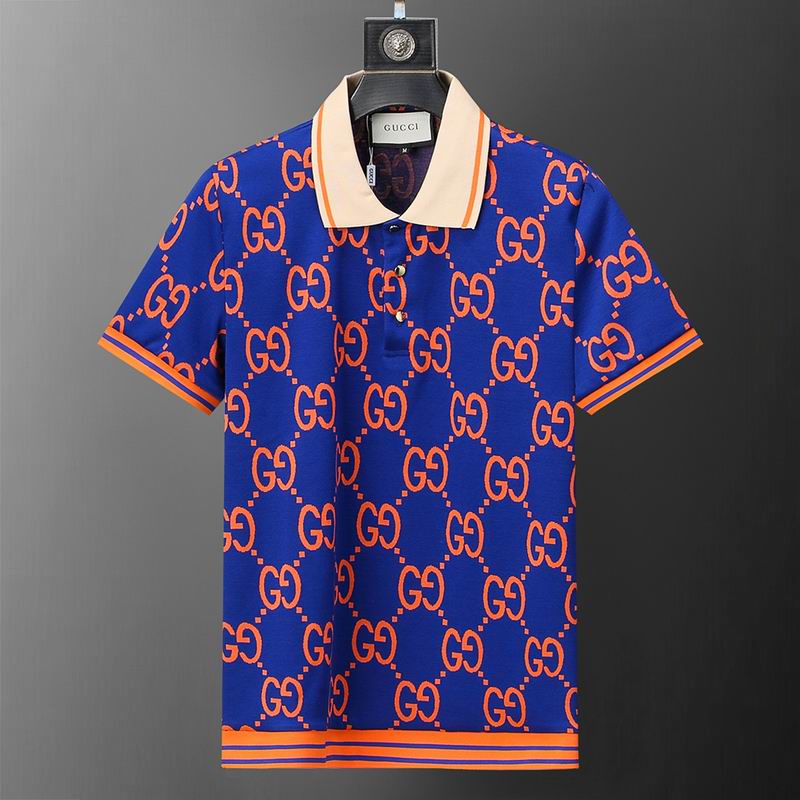 Gucci Men's Jumbo GG Polo Shirt in Blue