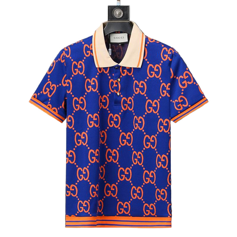 Gucci Men's Jumbo GG Polo Shirt in Blue