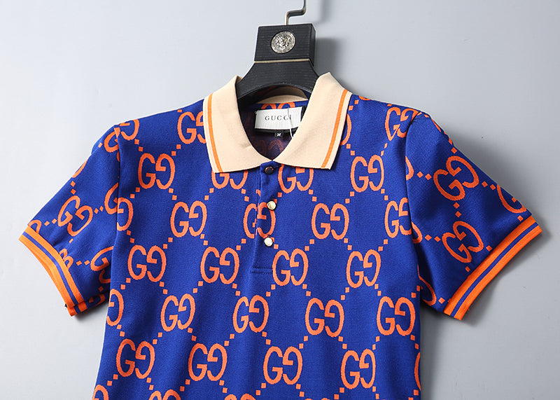 Gucci Men's Jumbo GG Polo Shirt in Blue