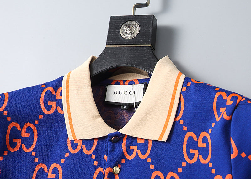 Gucci Men's Jumbo GG Polo Shirt in Blue