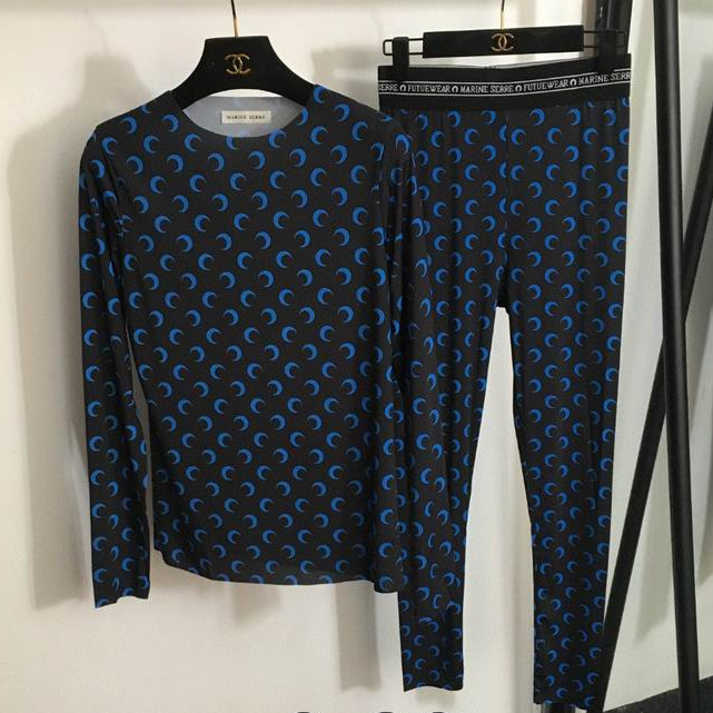 Marine Serre Moon Jersey Long Sleeve T-Shirt/Leggings Set
