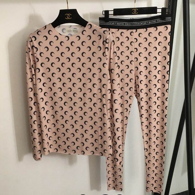 Marine Serre Moon Jersey Long Sleeve T-Shirt/Leggings Set