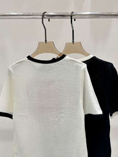 Miu Miu Heart Short Sleeve White Blouse