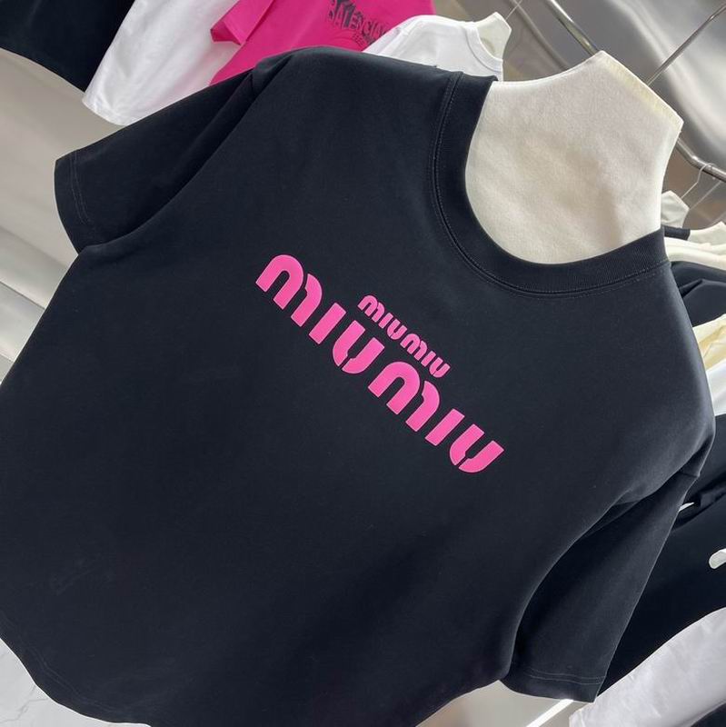Miu Miu logo-embroidered cotton T-shirt