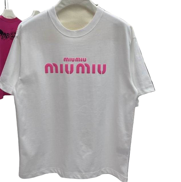 Miu Miu logo-embroidered cotton T-shirt