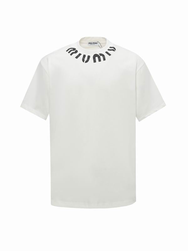 Miu Miu Neck Letter Print T-shirt