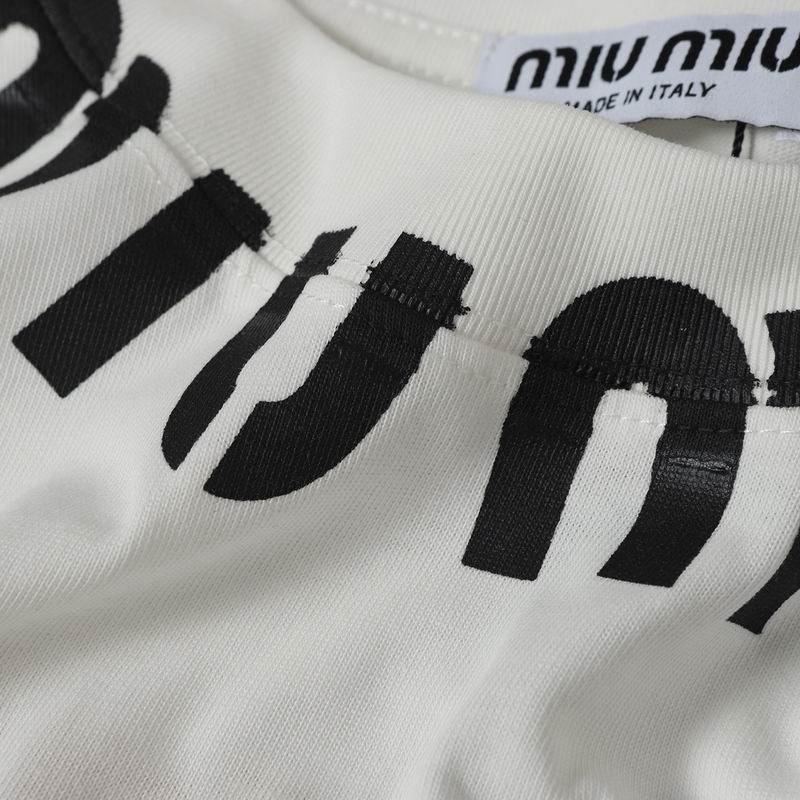 Miu Miu Neck Letter Print T-shirt
