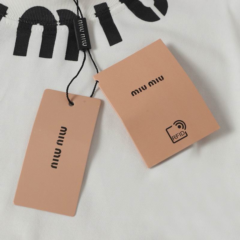 Miu Miu Neck Letter Print T-shirt