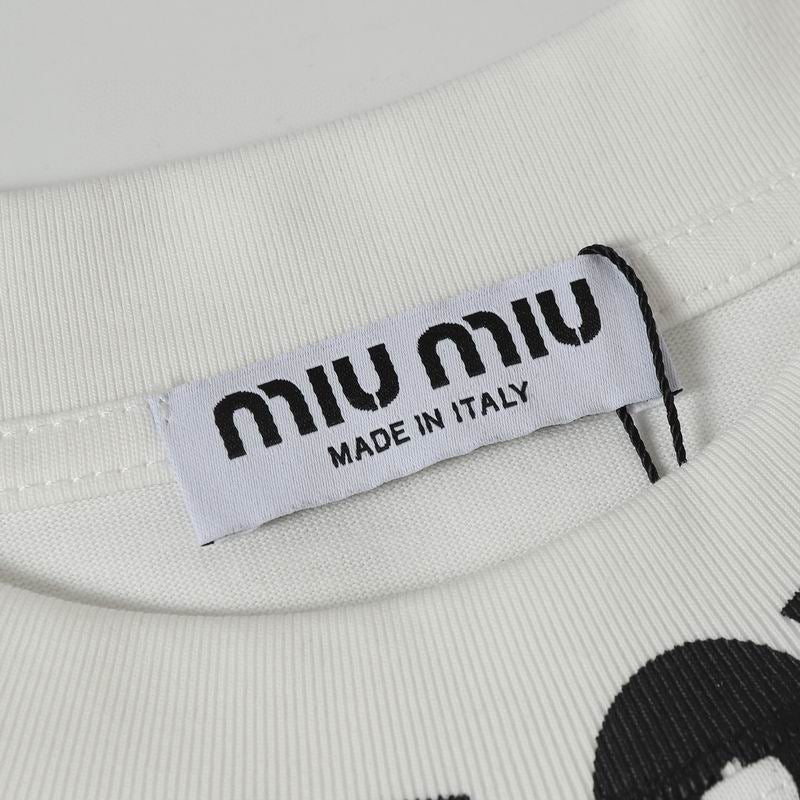 Miu Miu Neck Letter Print T-shirt