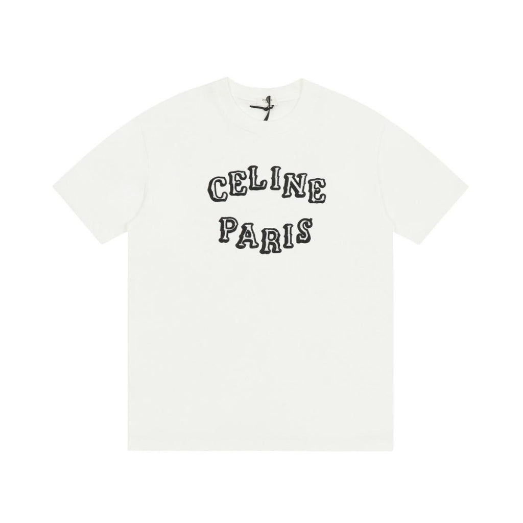 Celine  Embellished Logo-Embroidered Cotton-Jersey T-Shirt