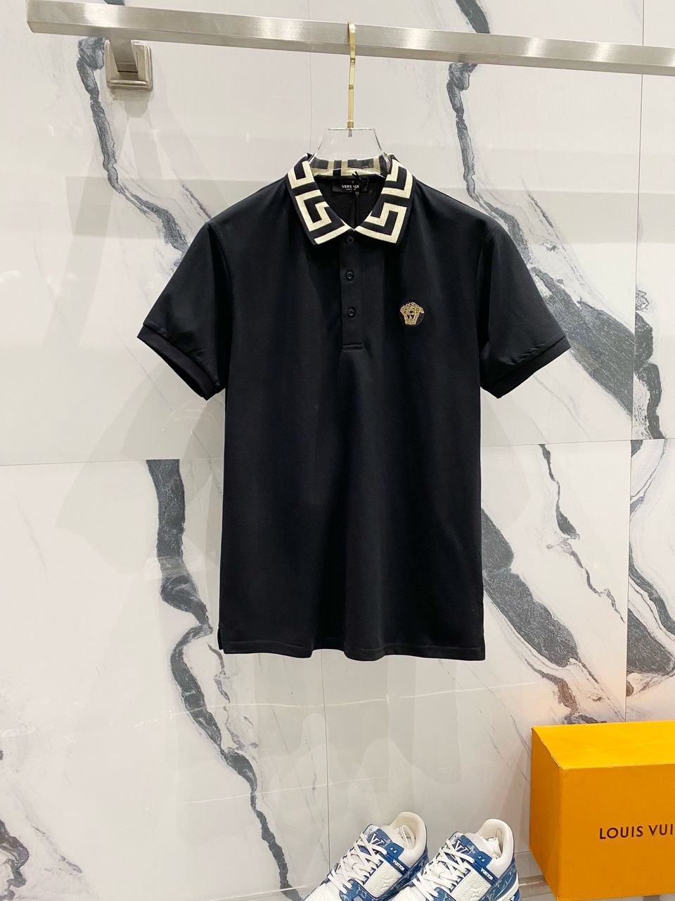 Versace Greca Black polo shirt