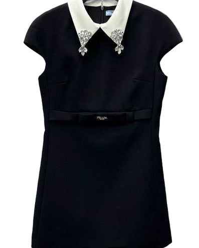 Prada Black Mini Dress with Peter Pan Collar