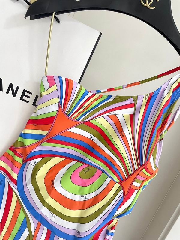 PUCCI Iride-Print Asymmetric Halter One-Piece Swimsuit