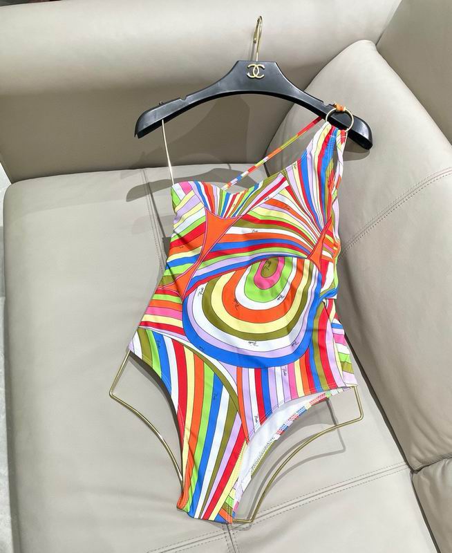 PUCCI Iride-Print Asymmetric Halter One-Piece Swimsuit