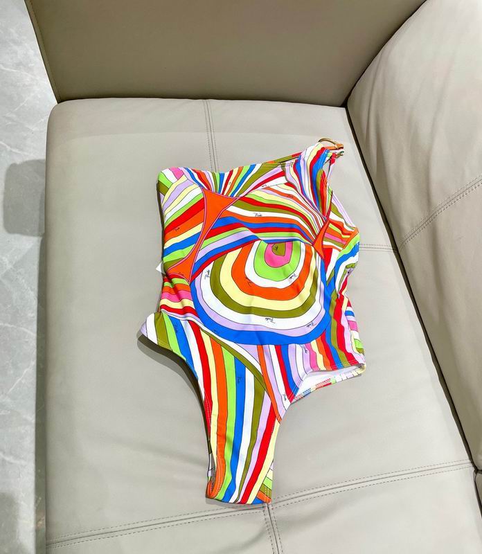 PUCCI Iride-Print Asymmetric Halter One-Piece Swimsuit