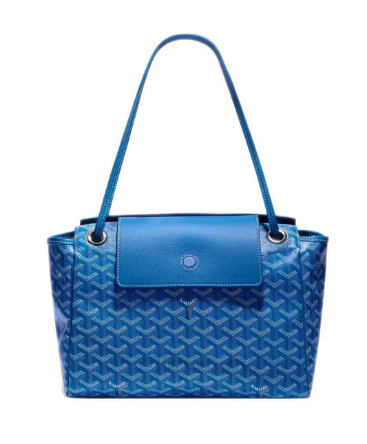 Goyard Blue Goyardine Leather Rouette PM Bag