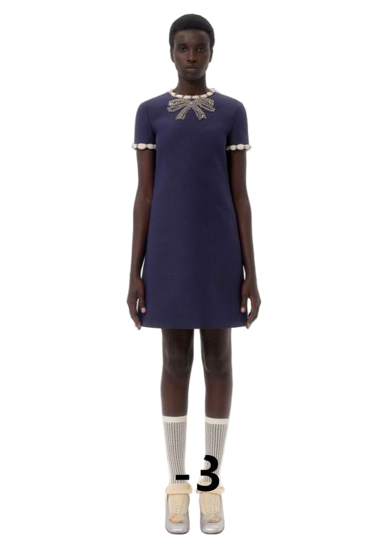 Valentino Wool-Silk Bow-Embellished Mini Dress