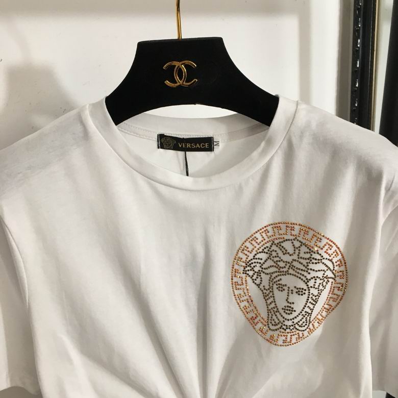 Versace Cutout Draped White Jersey Blouse