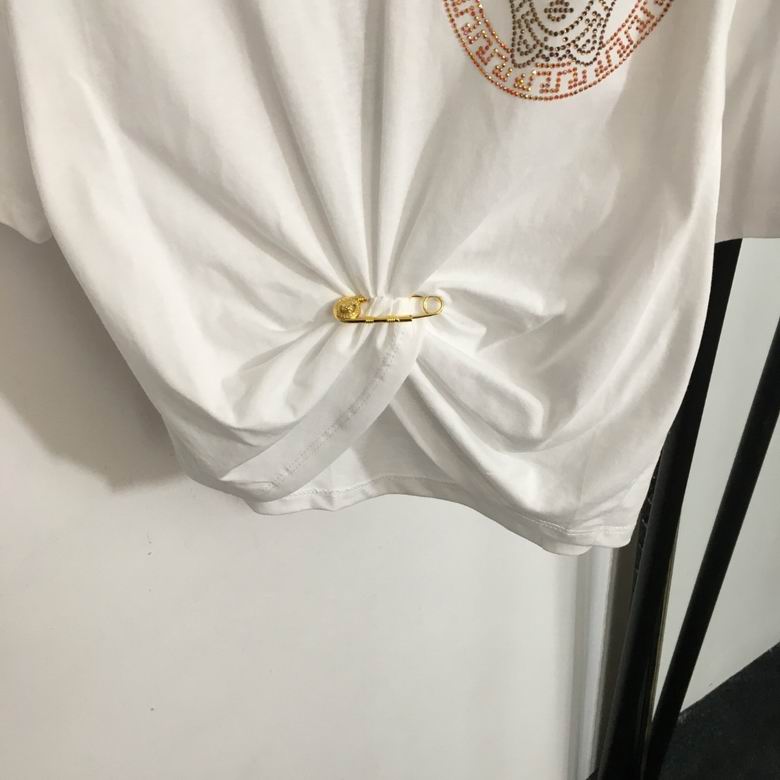 Versace Cutout Draped White Jersey Blouse