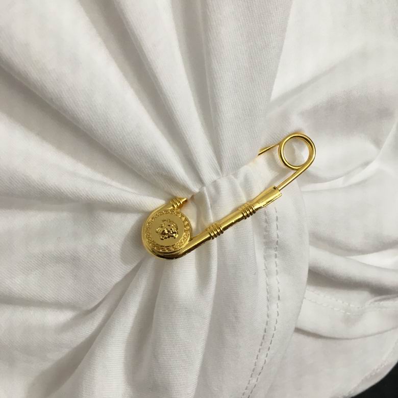 Versace Cutout Draped White Jersey Blouse