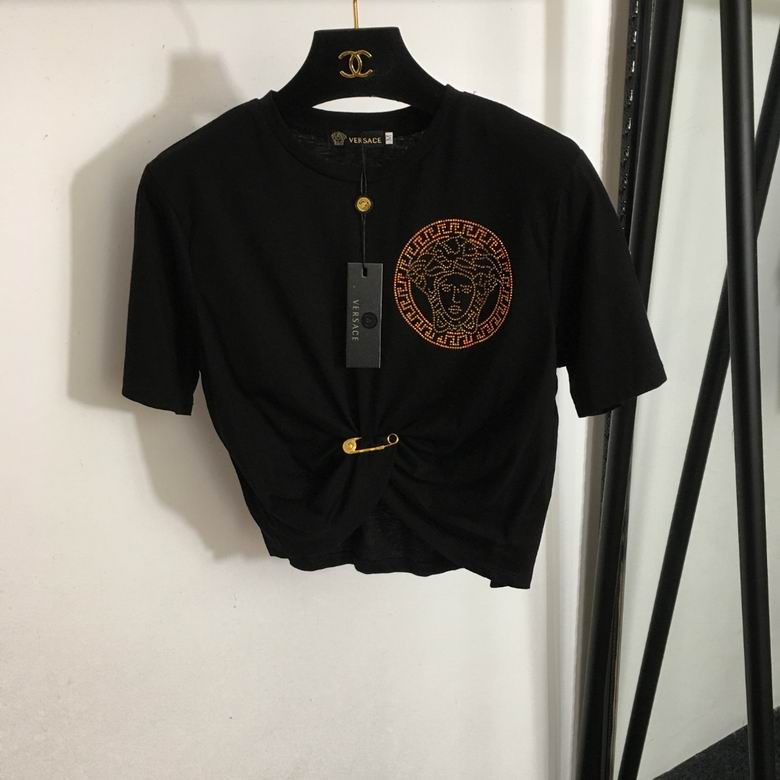Versace Cutout Draped Black Jersey Blouse