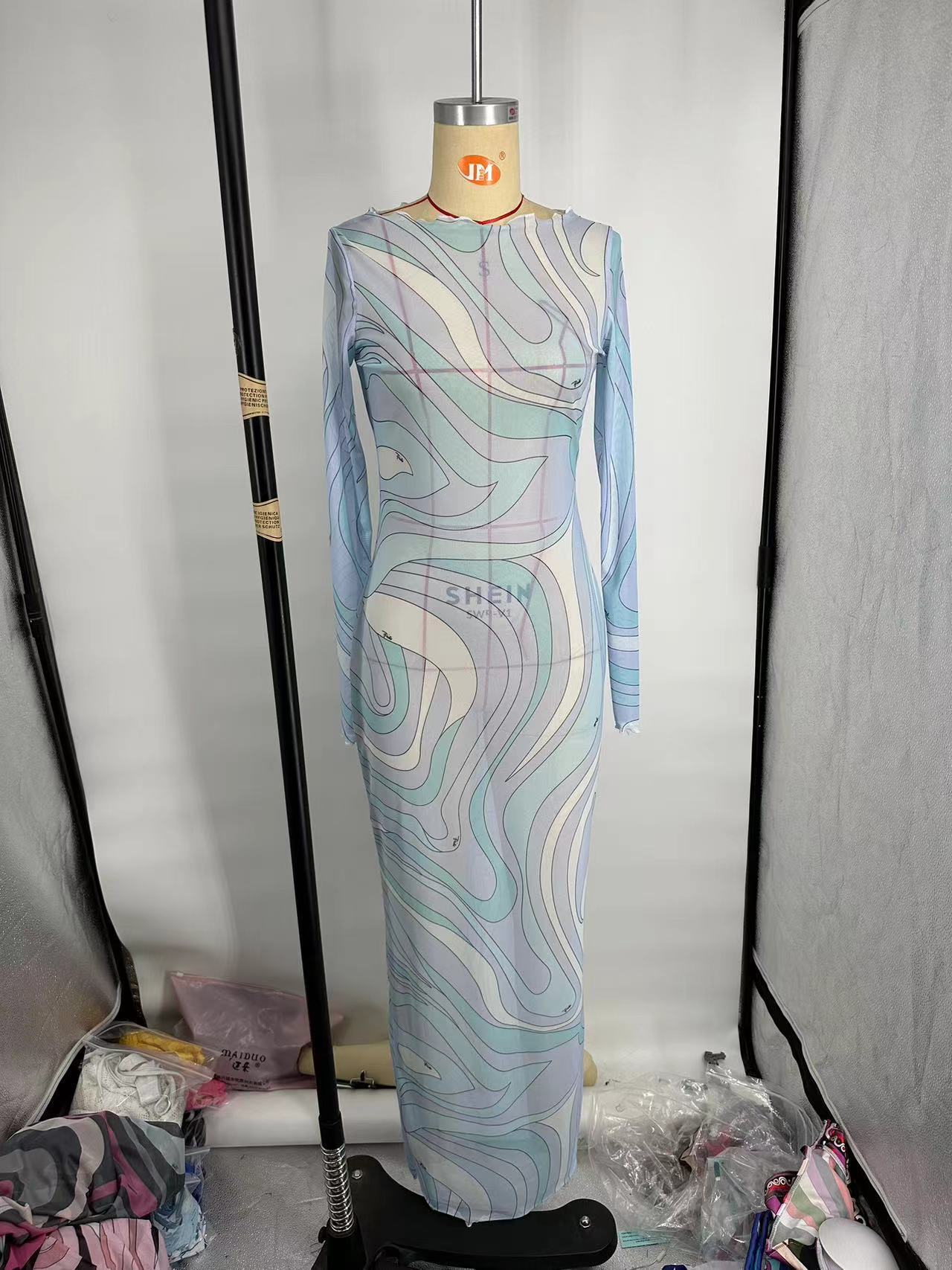 PUCCI  marmo-print tulle maxi dress