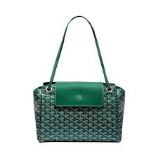 Goyard Green Goyardine Leather Rouette PM Bag