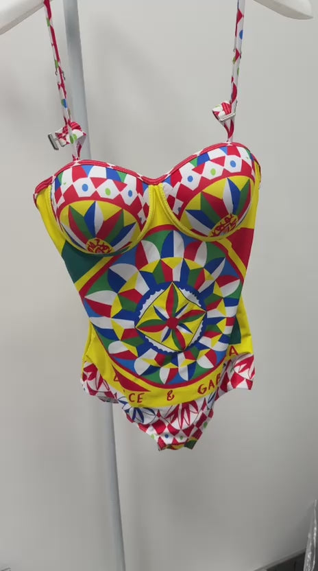 Dolce and Gabbana Carretto-print  one-piece swimsuit