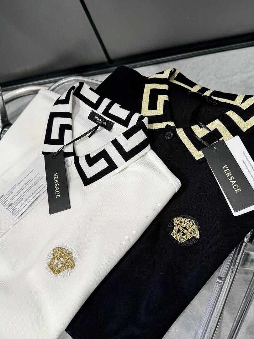 Versace Greca Black polo shirt